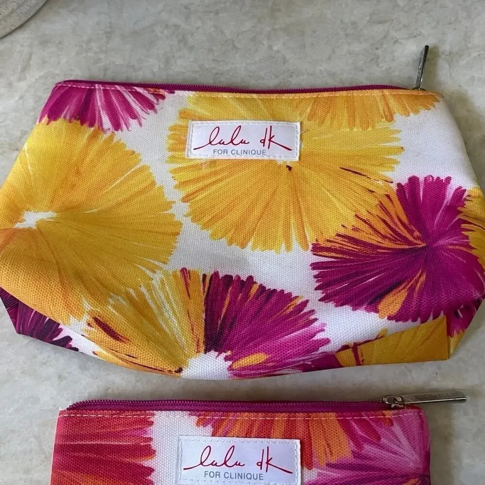 Set of 2 Clinique lulu dk collab cosmetic pouches